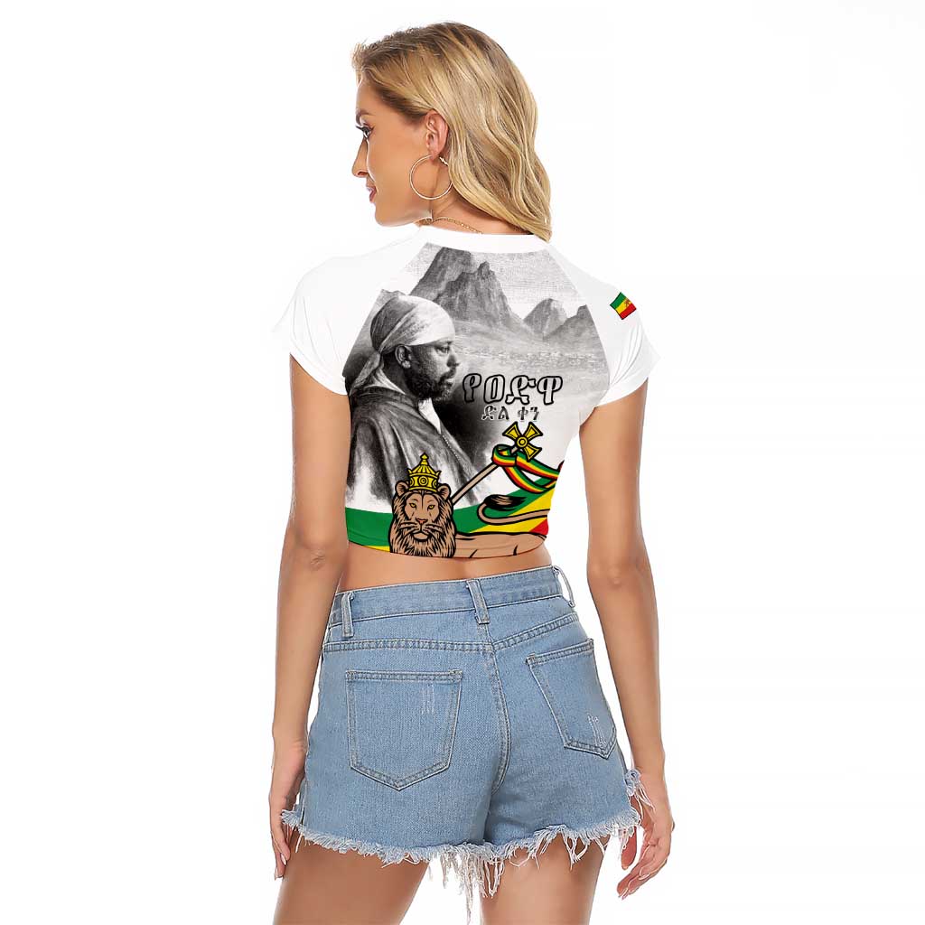 Adwa Victory Day Raglan Cropped T Shirt Menelik II and Mount Soloda - Lion Of Judah - Wonder Print Shop