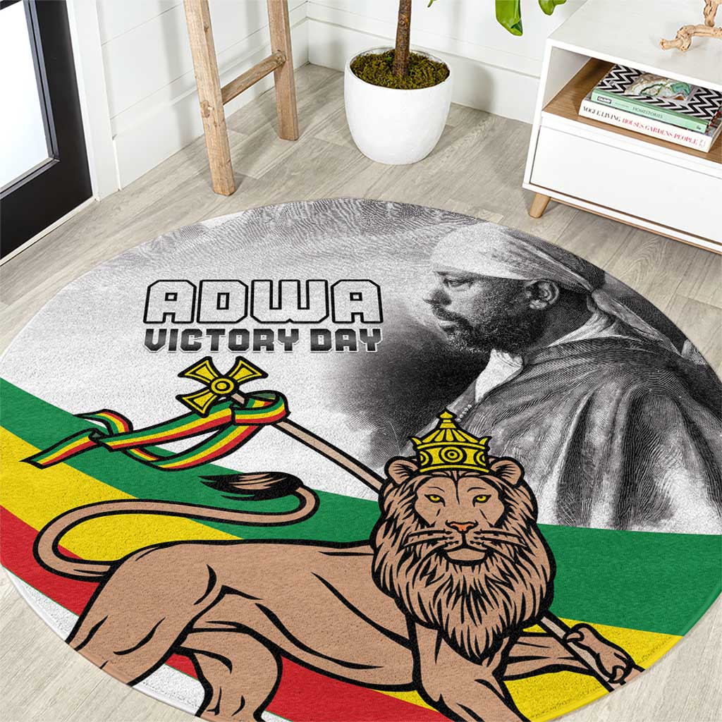 Adwa Victory Day Round Carpet Menelik II and Mount Soloda - Lion Of Judah - Wonder Print Shop