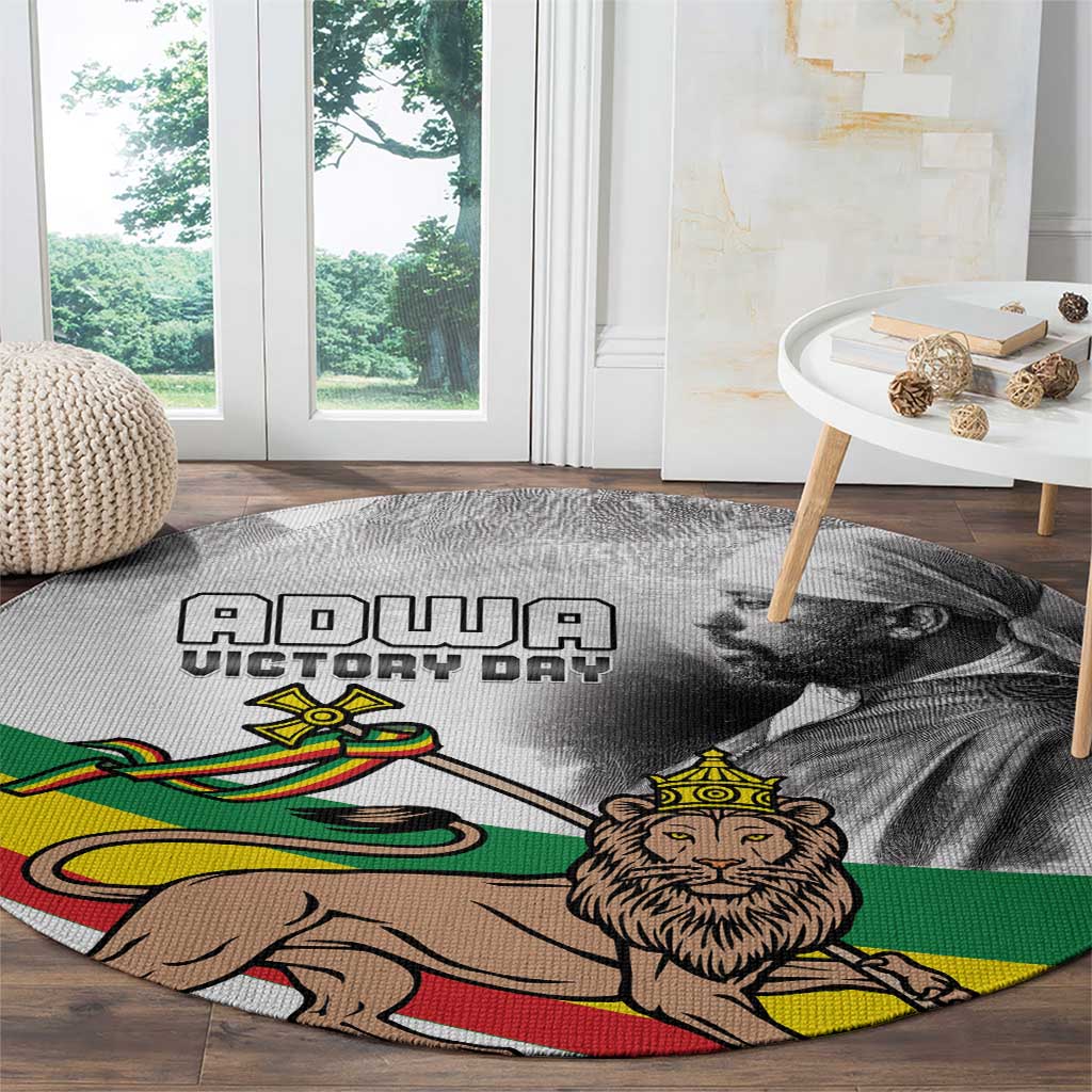 Adwa Victory Day Round Carpet Menelik II and Mount Soloda - Lion Of Judah - Wonder Print Shop