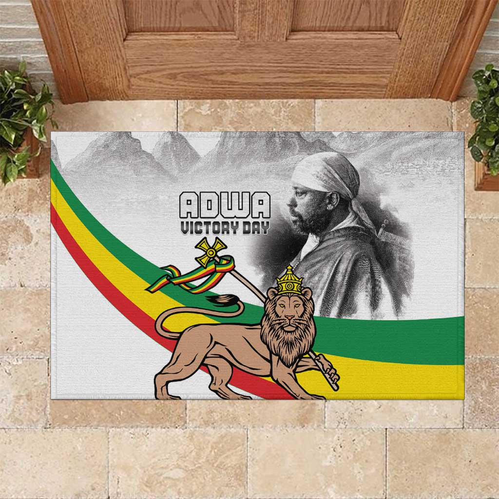 Adwa Victory Day Rubber Doormat Menelik II and Mount Soloda - Lion Of Judah - Wonder Print Shop