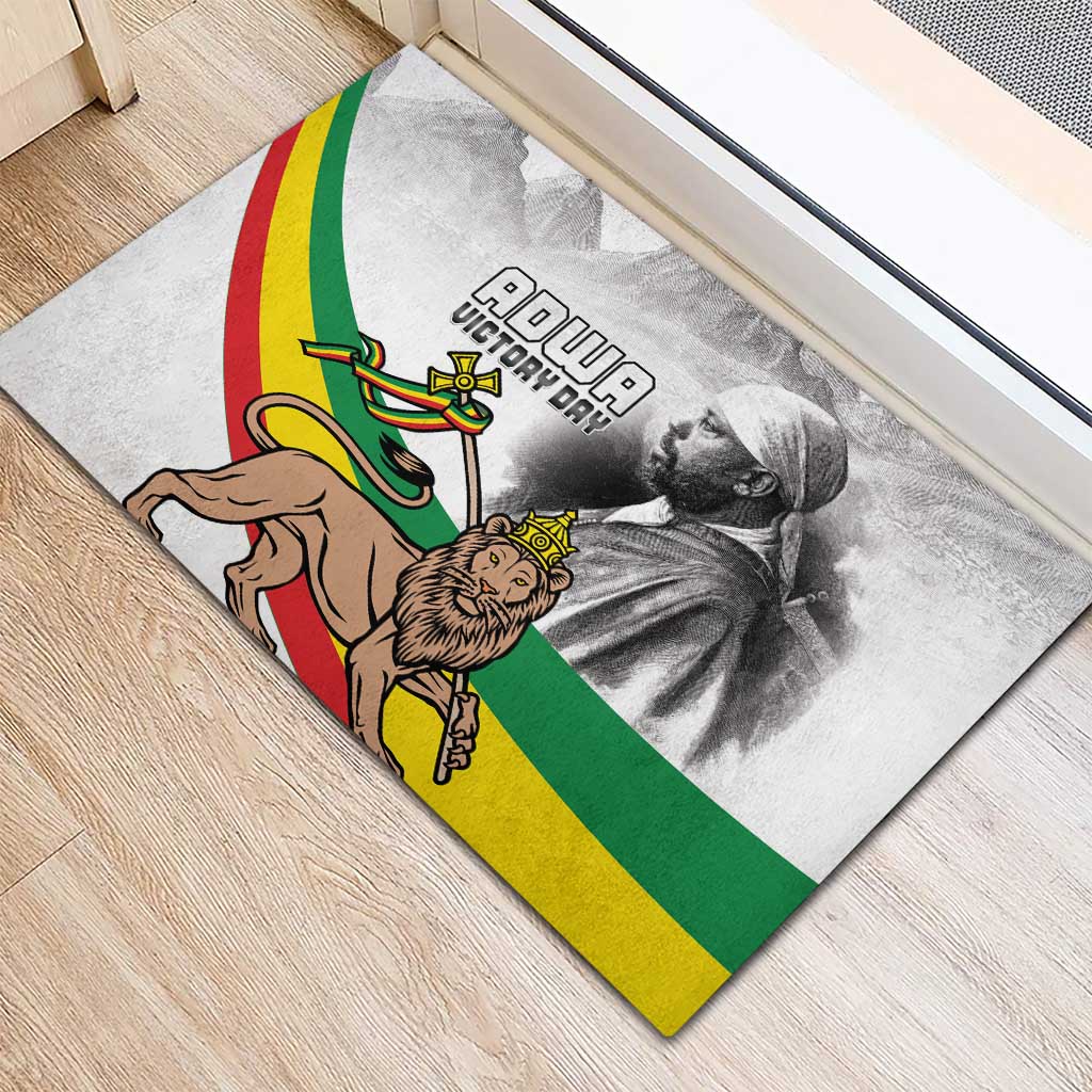 Adwa Victory Day Rubber Doormat Menelik II and Mount Soloda - Lion Of Judah - Wonder Print Shop
