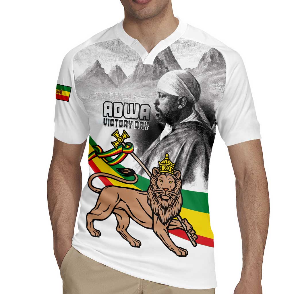 Adwa Victory Day Rugby Jersey Menelik II and Mount Soloda - Lion Of Judah - Wonder Print Shop