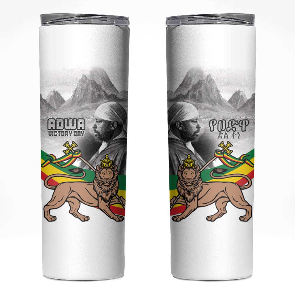 Adwa Victory Day Skinny Tumbler Menelik II and Mount Soloda - Lion Of Judah - Wonder Print Shop