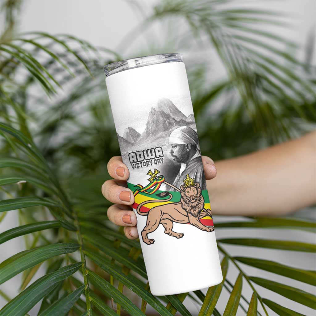 Adwa Victory Day Skinny Tumbler Menelik II and Mount Soloda - Lion Of Judah - Wonder Print Shop