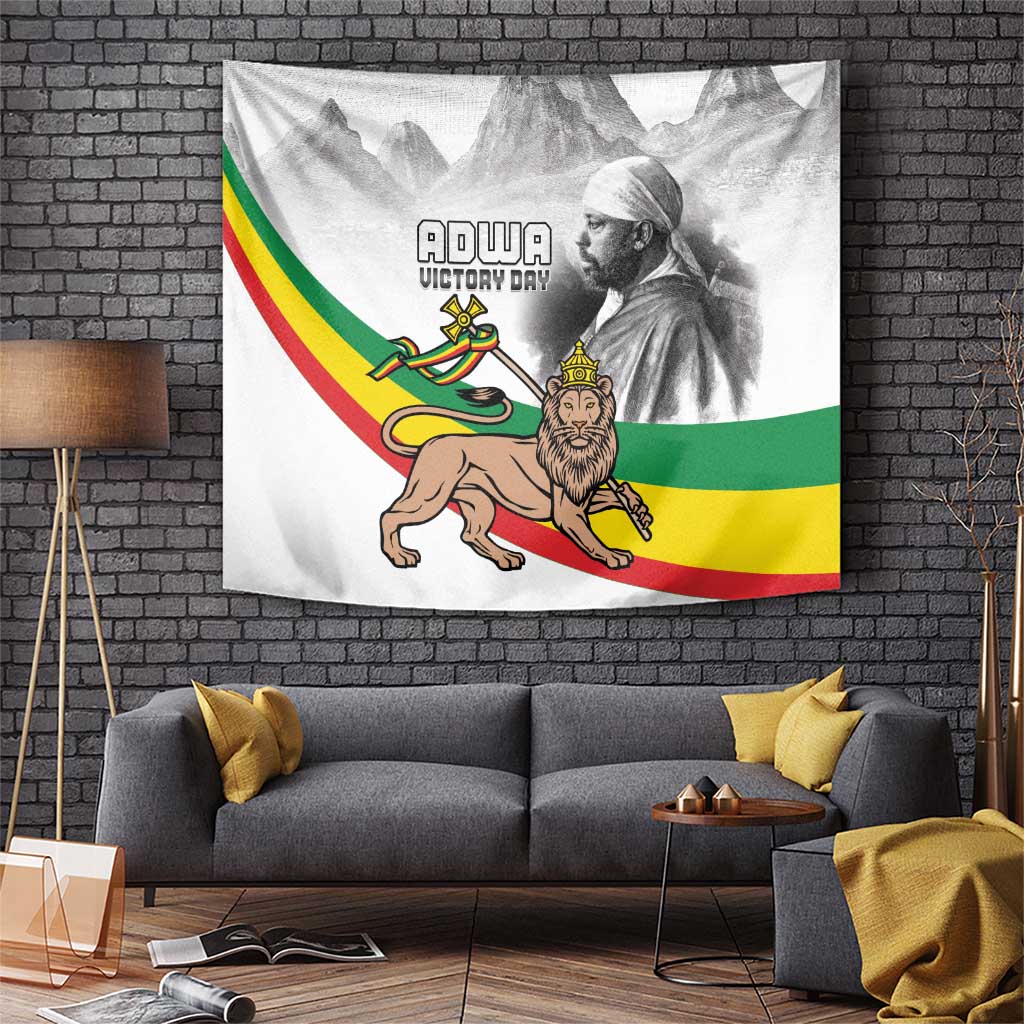 Adwa Victory Day Tapestry Menelik II and Mount Soloda - Lion Of Judah - Wonder Print Shop