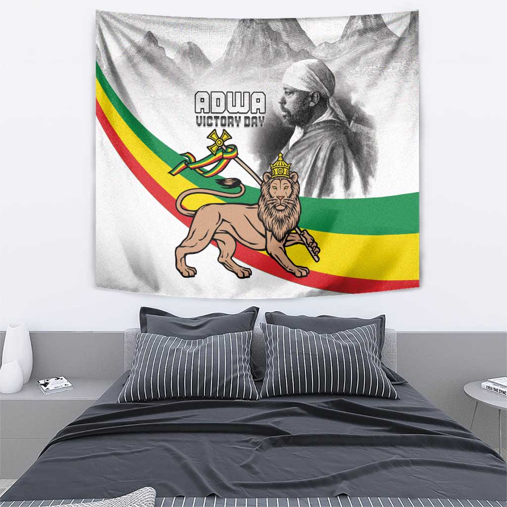 Adwa Victory Day Tapestry Menelik II and Mount Soloda - Lion Of Judah - Wonder Print Shop
