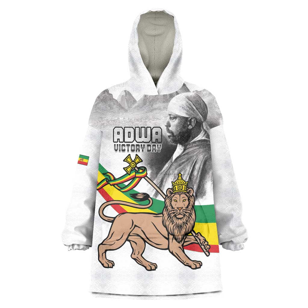 Adwa Victory Day Wearable Blanket Hoodie Menelik II and Mount Soloda - Lion Of Judah - Wonder Print Shop
