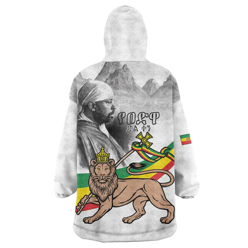 Adwa Victory Day Wearable Blanket Hoodie Menelik II and Mount Soloda - Lion Of Judah - Wonder Print Shop