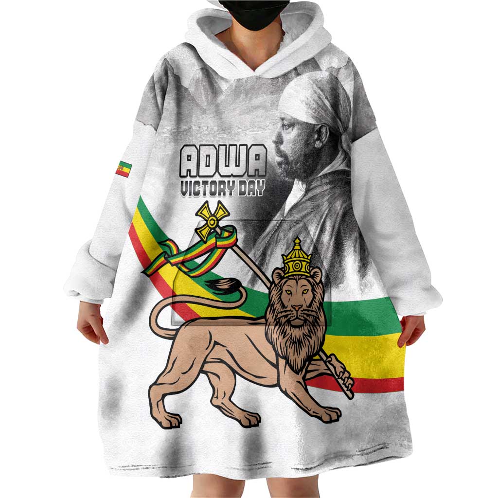 Adwa Victory Day Wearable Blanket Hoodie Menelik II and Mount Soloda - Lion Of Judah - Wonder Print Shop