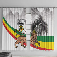 Adwa Victory Day Window Curtain Menelik II and Mount Soloda - Lion Of Judah - Wonder Print Shop