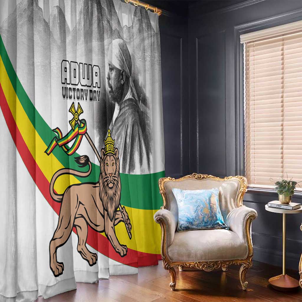 Adwa Victory Day Window Curtain Menelik II and Mount Soloda - Lion Of Judah - Wonder Print Shop