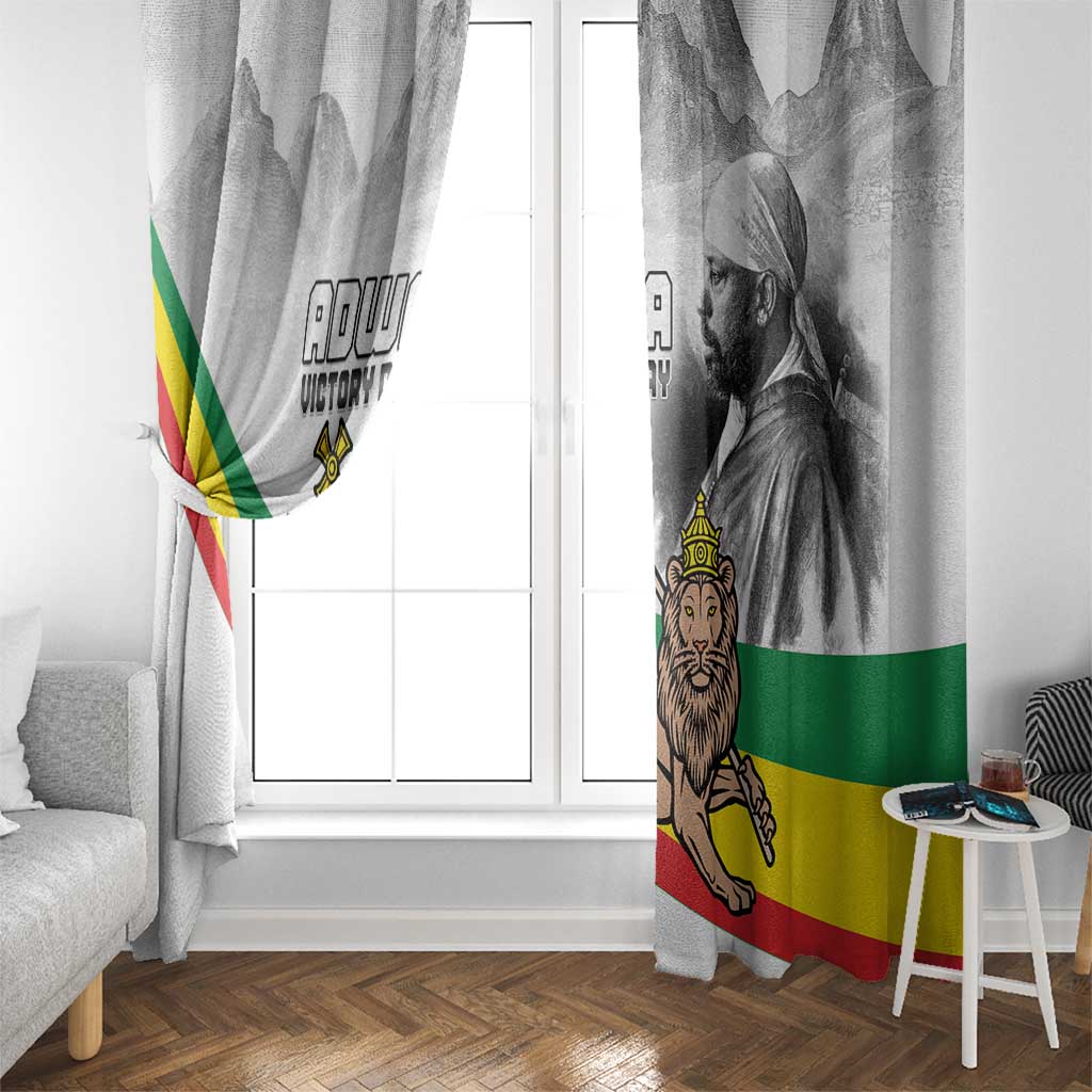 Adwa Victory Day Window Curtain Menelik II and Mount Soloda - Lion Of Judah - Wonder Print Shop