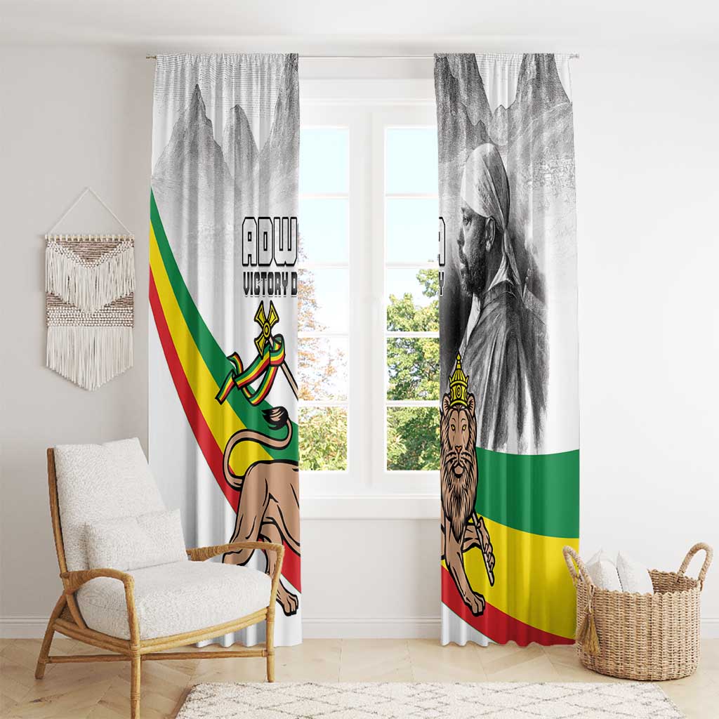 Adwa Victory Day Window Curtain Menelik II and Mount Soloda - Lion Of Judah - Wonder Print Shop