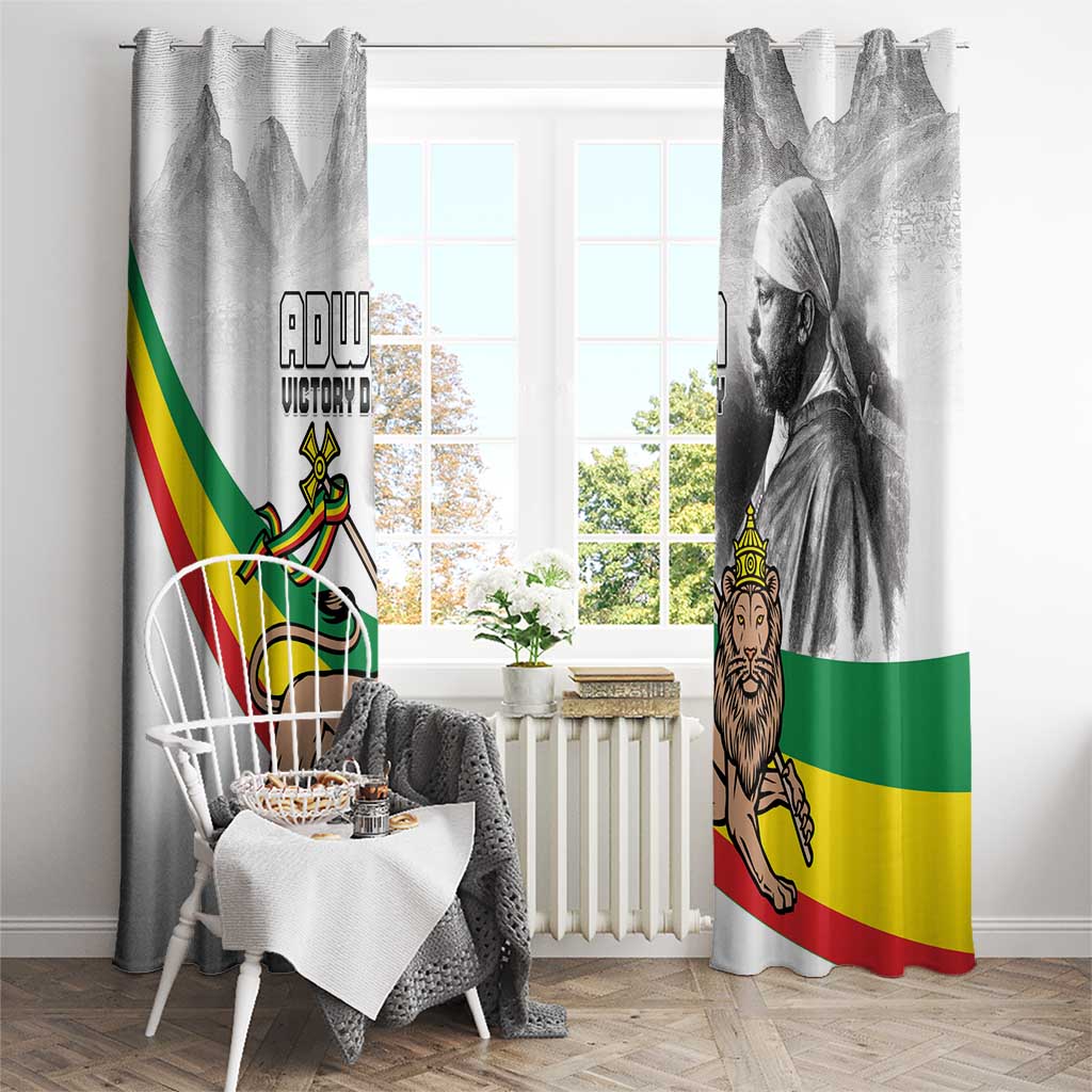 Adwa Victory Day Window Curtain Menelik II and Mount Soloda - Lion Of Judah - Wonder Print Shop