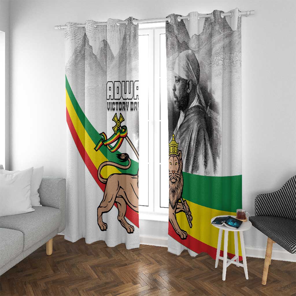 Adwa Victory Day Window Curtain Menelik II and Mount Soloda - Lion Of Judah - Wonder Print Shop