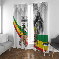 Adwa Victory Day Window Curtain Menelik II and Mount Soloda - Lion Of Judah - Wonder Print Shop