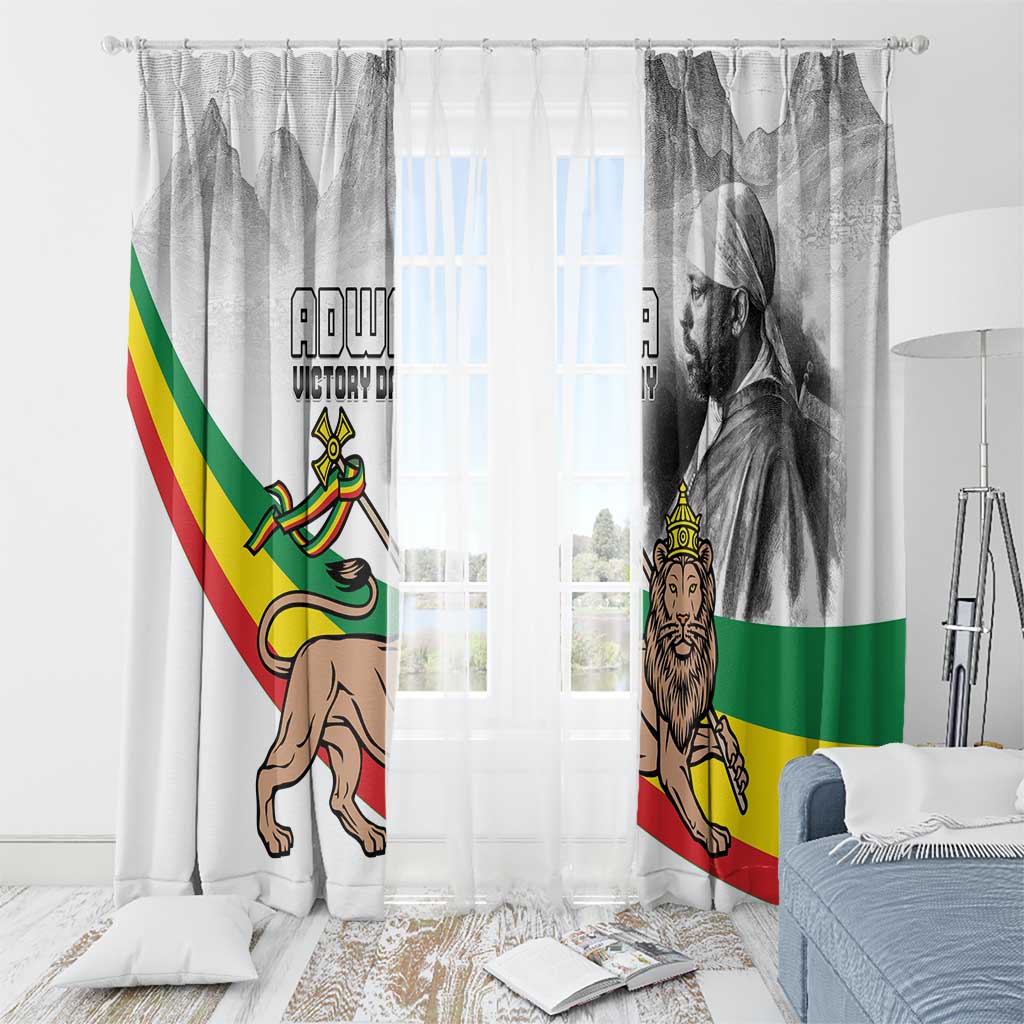 Adwa Victory Day Window Curtain Menelik II and Mount Soloda - Lion Of Judah - Wonder Print Shop