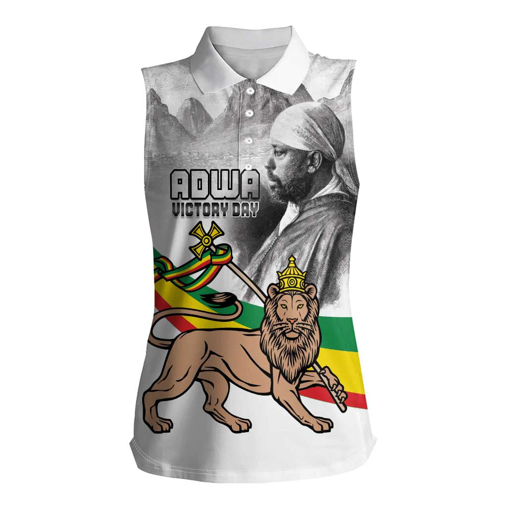 Adwa Victory Day Women Sleeveless Polo Shirt Menelik II and Mount Soloda - Lion Of Judah - Wonder Print Shop