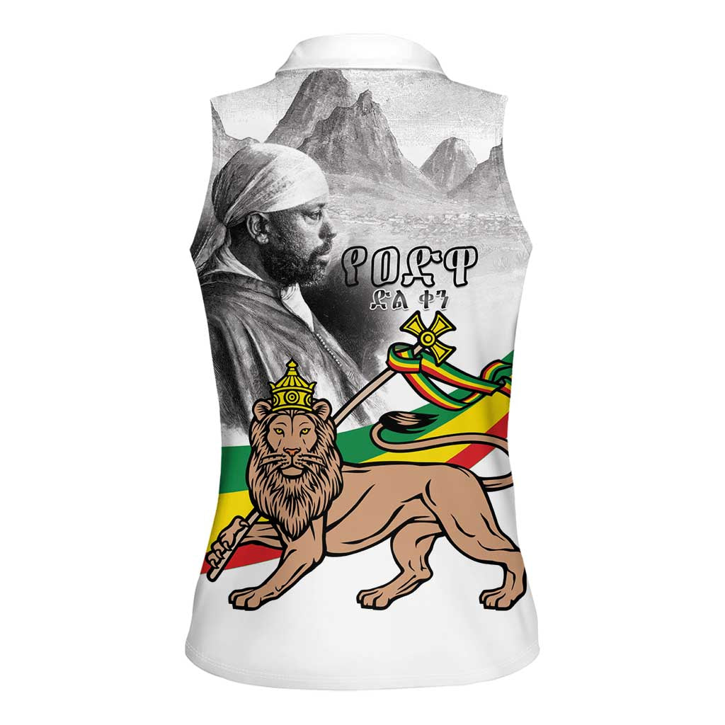 Adwa Victory Day Women Sleeveless Polo Shirt Menelik II and Mount Soloda - Lion Of Judah - Wonder Print Shop