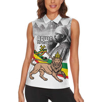 Adwa Victory Day Women Sleeveless Polo Shirt Menelik II and Mount Soloda - Lion Of Judah - Wonder Print Shop