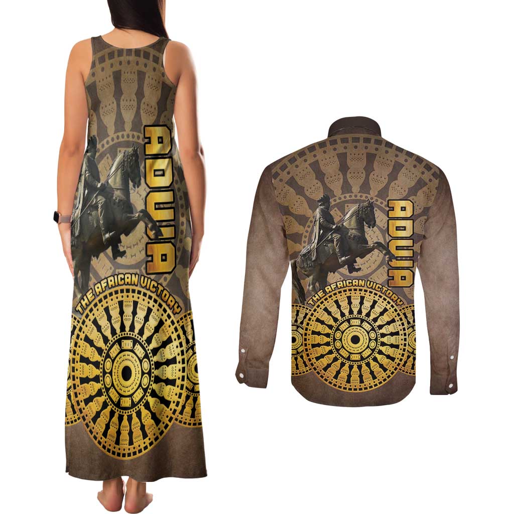 Adwa Victory of Ethiopia Couples Matching Tank Maxi Dress and Long Sleeve Button Shirt African Victory In The Age Of Empire