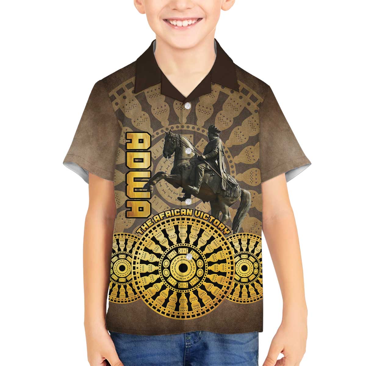 Adwa Victory of Ethiopia Family Matching Off The Shoulder Long Sleeve Dress and Hawaiian Shirt African Victory In The Age Of Empire