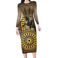 Adwa Victory of Ethiopia Long Sleeve Bodycon Dress African Victory In The Age Of Empire