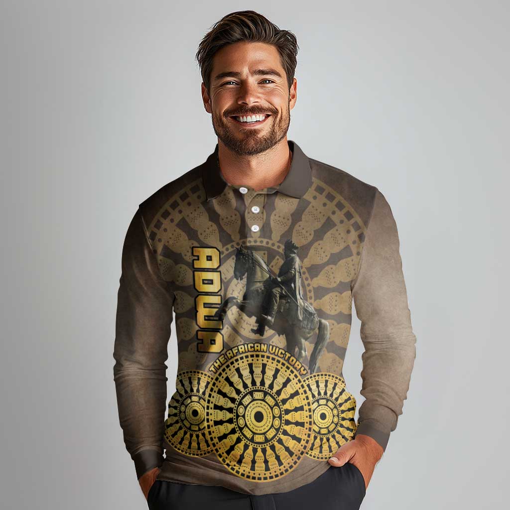 Adwa Victory of Ethiopia Long Sleeve Polo Shirt African Victory In The Age Of Empire