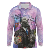 Martin Luther King Jr Long Sleeve Polo Shirt I Have a Dream Graffiti Style - Wonder Print Shop