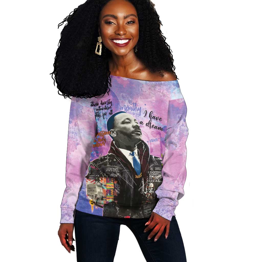 Martin Luther King Jr Off Shoulder Sweater I Have a Dream Graffiti Style - Wonder Print Shop