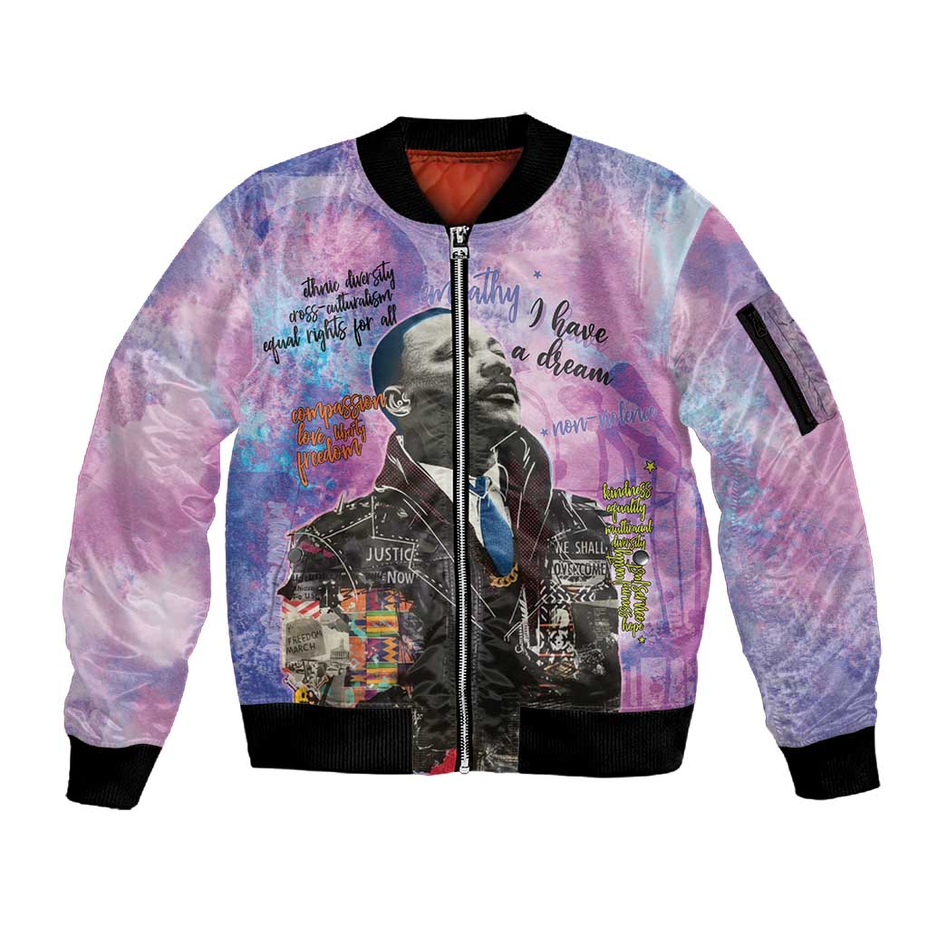 Martin Luther King Jr Sleeve Zip Bomber Jacket I Have a Dream Graffiti Style - Wonder Print Shop