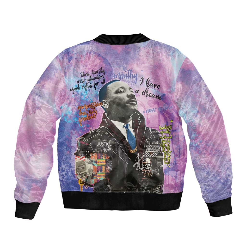 Martin Luther King Jr Sleeve Zip Bomber Jacket I Have a Dream Graffiti Style - Wonder Print Shop