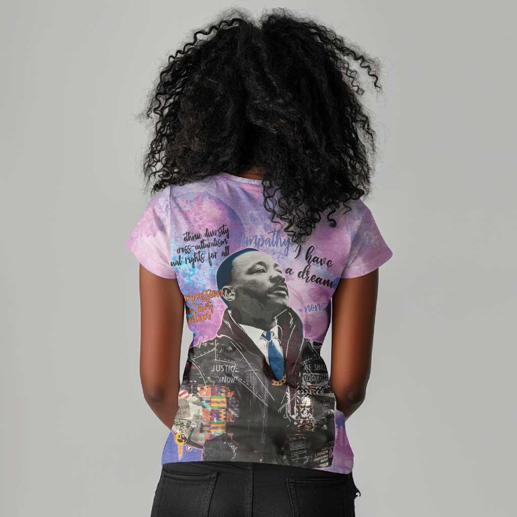 Martin Luther King Jr Women V-Neck T-Shirt I Have a Dream Graffiti Style - Wonder Print Shop