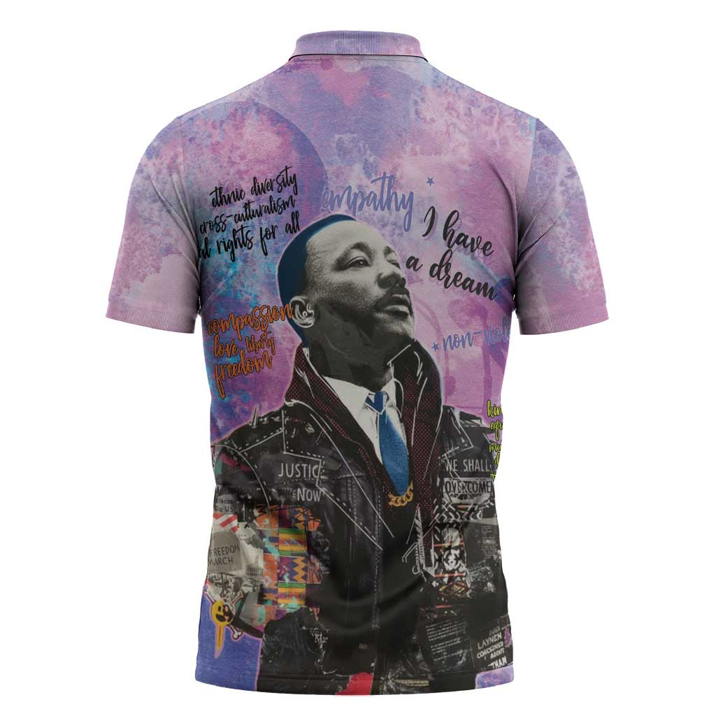 Martin Luther King Jr Zipper Polo Shirt I Have a Dream Graffiti Style - Wonder Print Shop