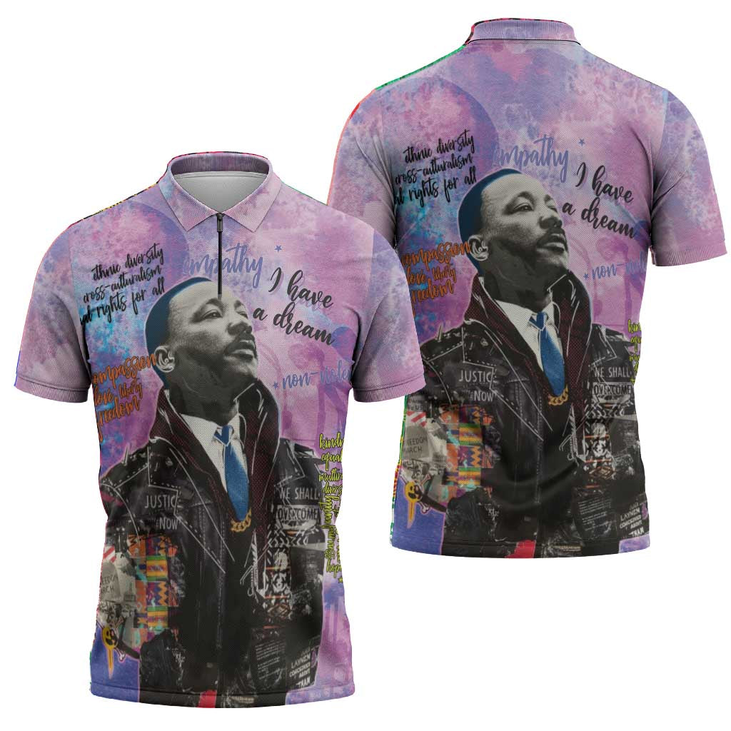 Martin Luther King Jr Zipper Polo Shirt I Have a Dream Graffiti Style - Wonder Print Shop