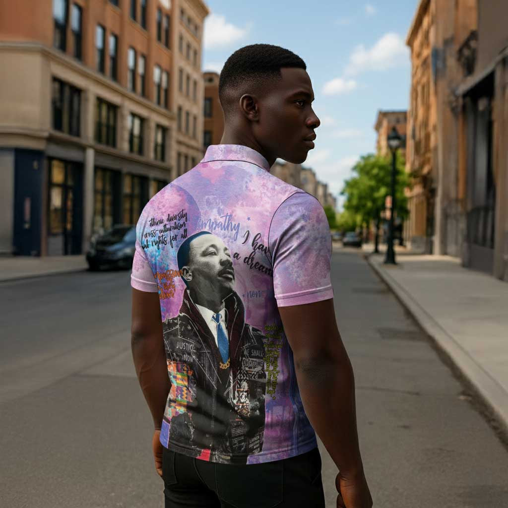Martin Luther King Jr Zipper Polo Shirt I Have a Dream Graffiti Style - Wonder Print Shop