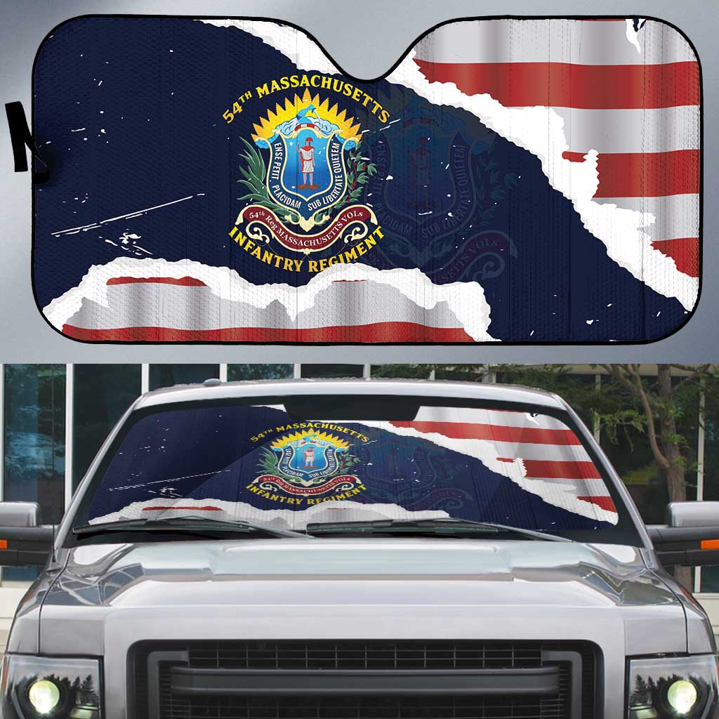 54th Massachusetts Infantry Regiment Auto Sun Shade American Flag Heritage - Wonder Print Shop