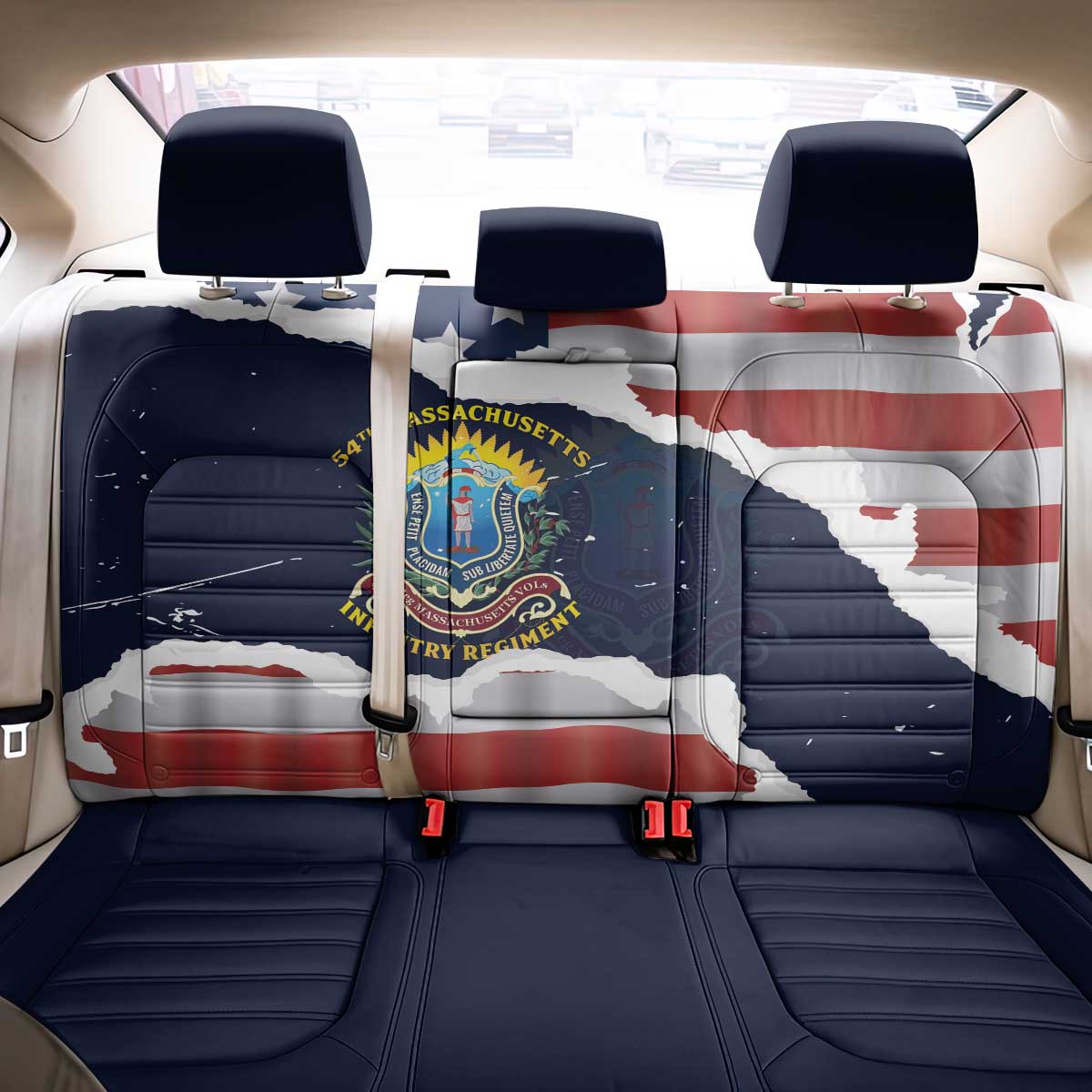 54th Massachusetts Infantry Regiment Back Car Seat Cover American Flag Heritage - Wonder Print Shop