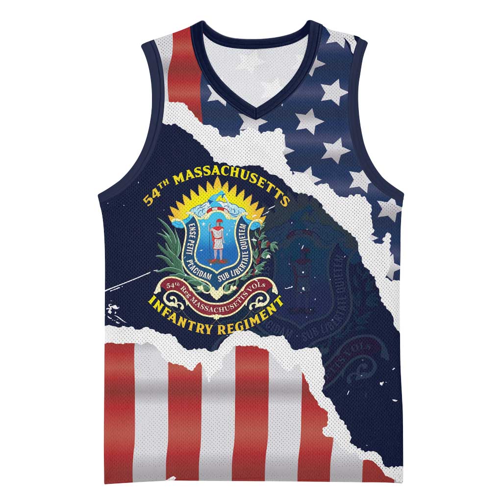 Personalized 54th Massachusetts Infantry Regiment Basketball Jersey American Flag Heritage - Wonder Print Shop