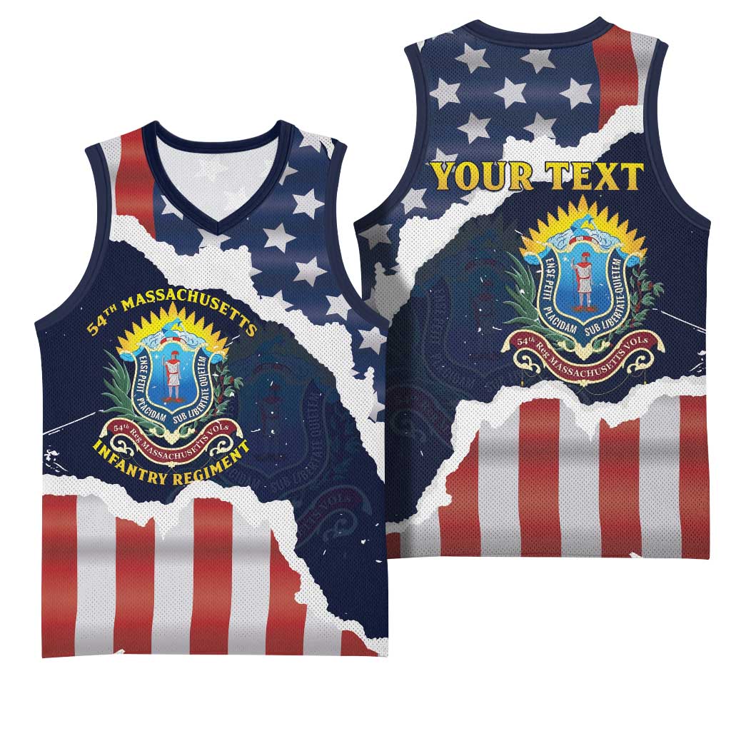 Personalized 54th Massachusetts Infantry Regiment Basketball Jersey American Flag Heritage - Wonder Print Shop