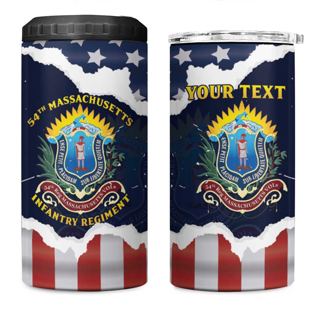 Personalized 54th Massachusetts Infantry Regiment 4 in 1 Can Cooler Tumbler American Flag Heritage - Wonder Print Shop