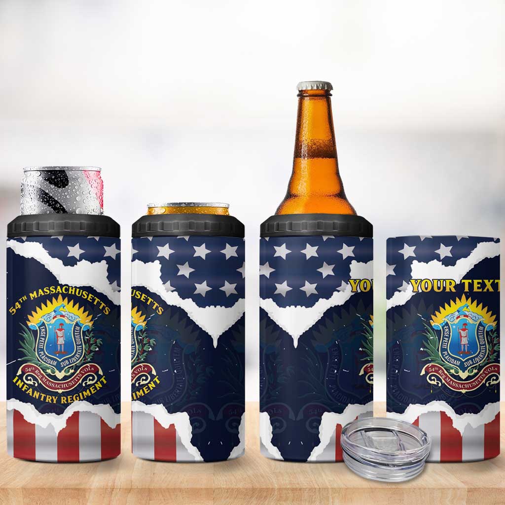 Personalized 54th Massachusetts Infantry Regiment 4 in 1 Can Cooler Tumbler American Flag Heritage - Wonder Print Shop