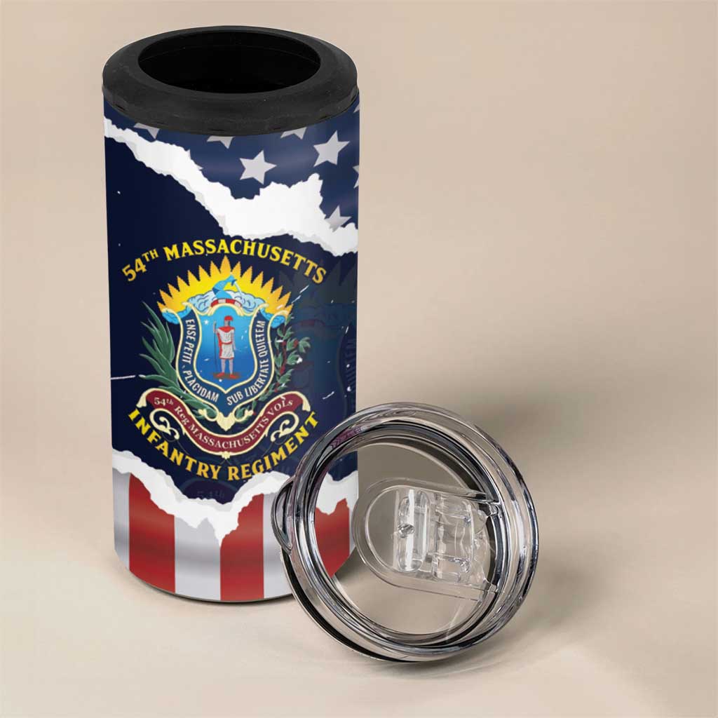 Personalized 54th Massachusetts Infantry Regiment 4 in 1 Can Cooler Tumbler American Flag Heritage - Wonder Print Shop