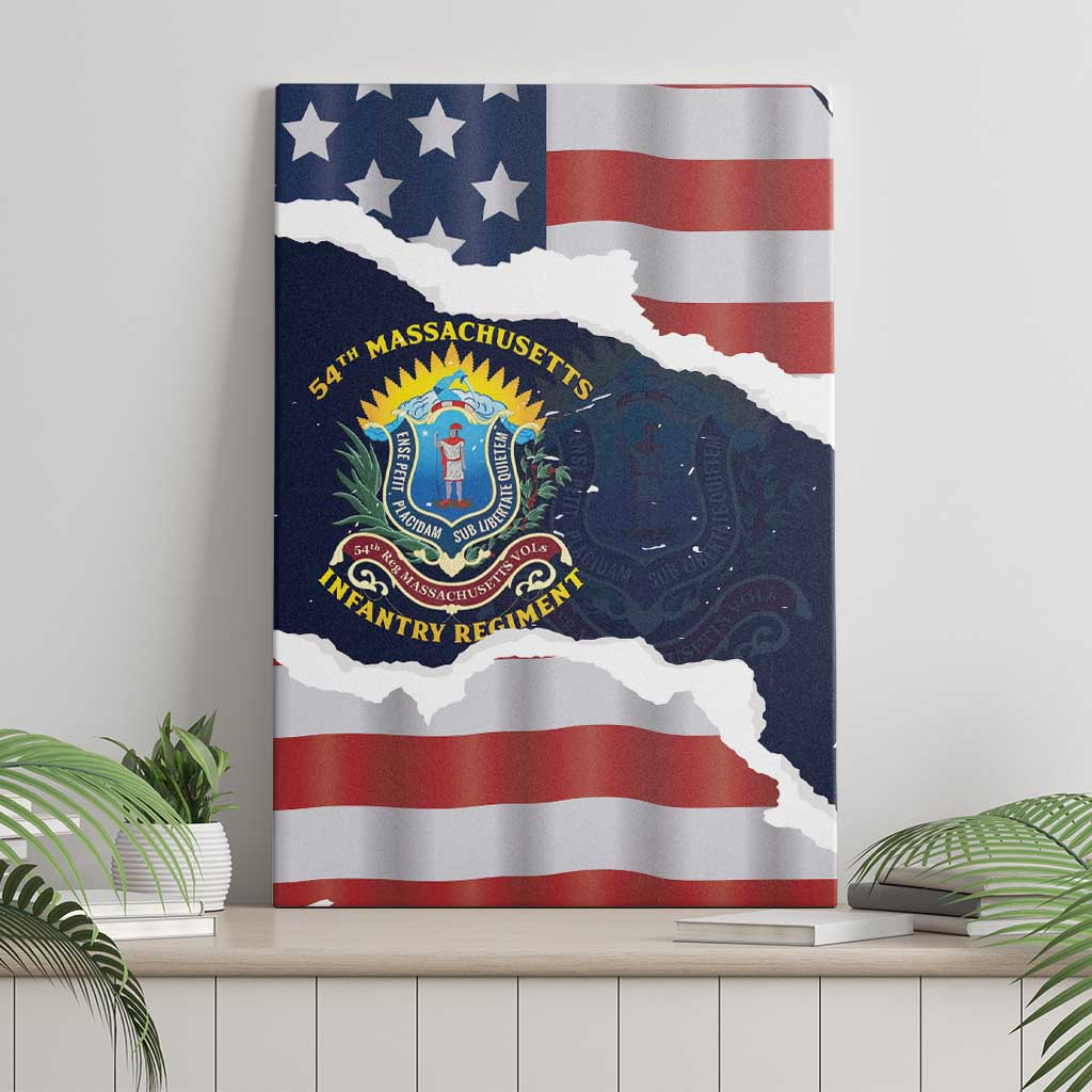 54th Massachusetts Infantry Regiment Canvas Wall Art American Flag Heritage - Wonder Print Shop