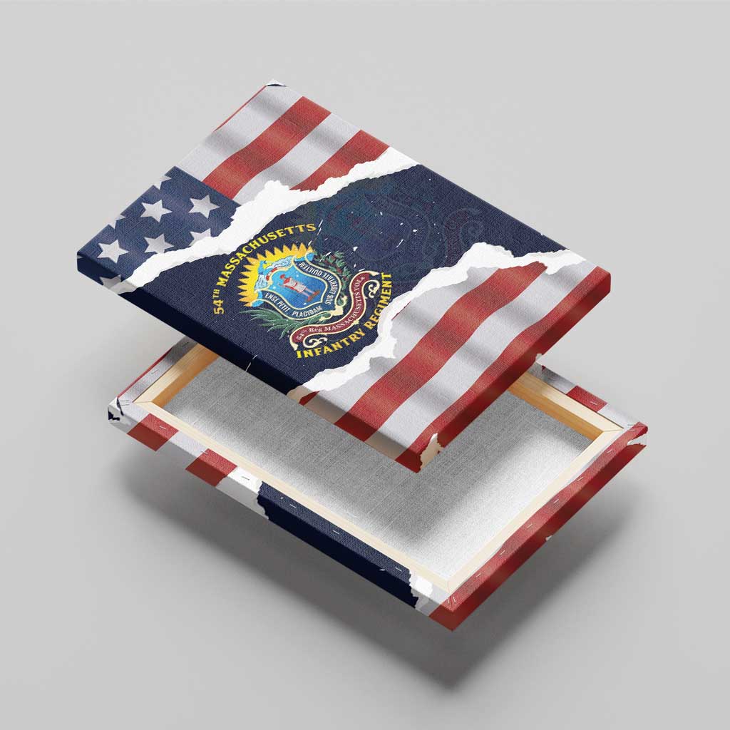 54th Massachusetts Infantry Regiment Canvas Wall Art American Flag Heritage - Wonder Print Shop