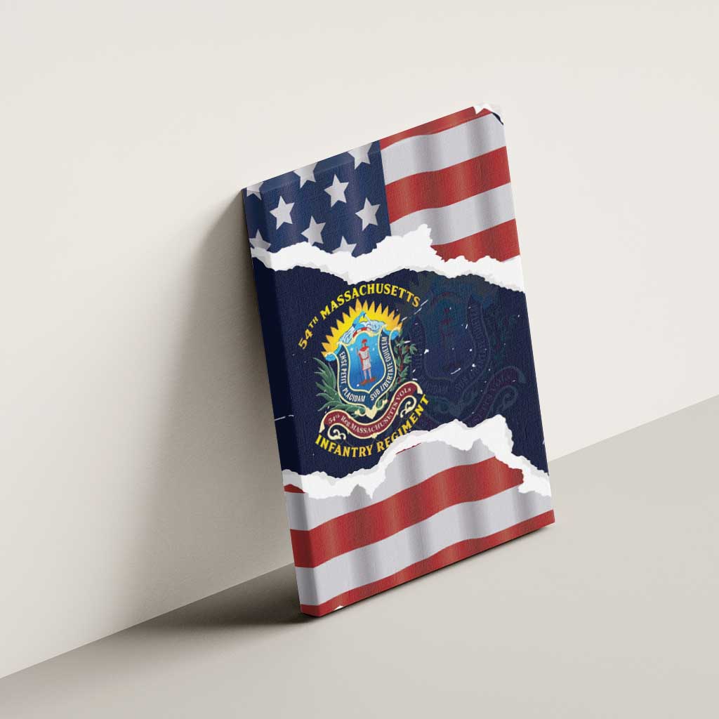 54th Massachusetts Infantry Regiment Canvas Wall Art American Flag Heritage - Wonder Print Shop