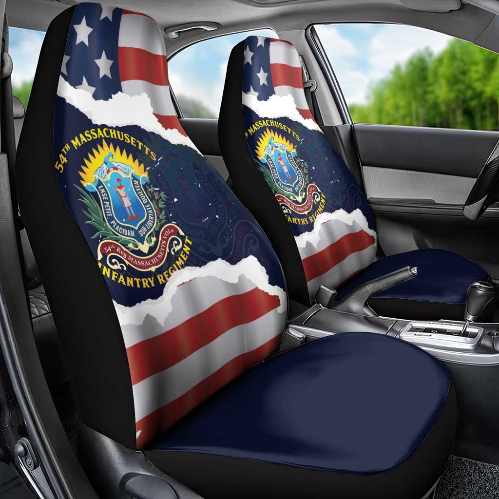 54th Massachusetts Infantry Regiment Car Seat Cover American Flag Heritage - Wonder Print Shop