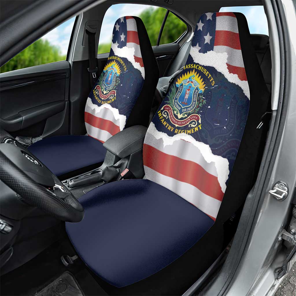54th Massachusetts Infantry Regiment Car Seat Cover American Flag Heritage - Wonder Print Shop