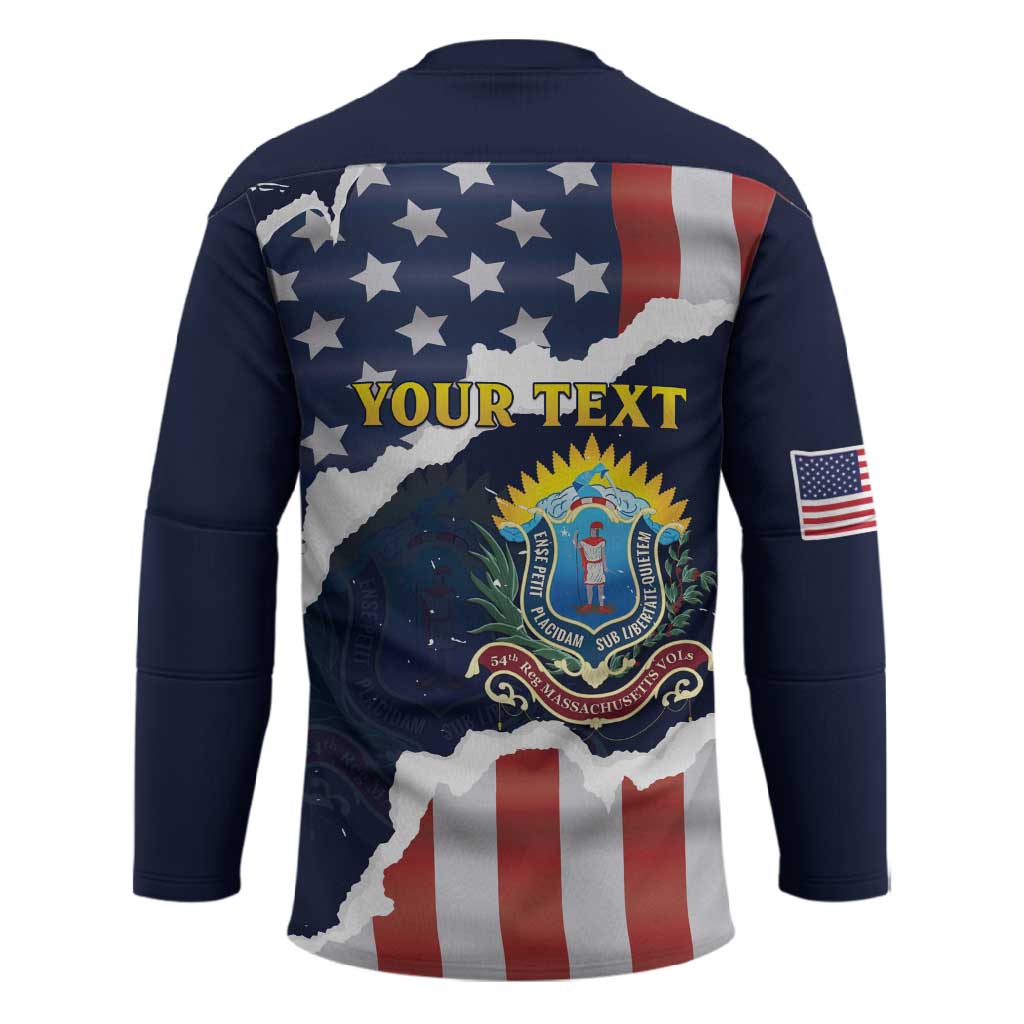 Personalized 54th Massachusetts Infantry Regiment Hockey Jersey American Flag Heritage - Wonder Print Shop