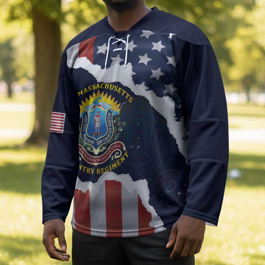 Personalized 54th Massachusetts Infantry Regiment Hockey Jersey American Flag Heritage - Wonder Print Shop